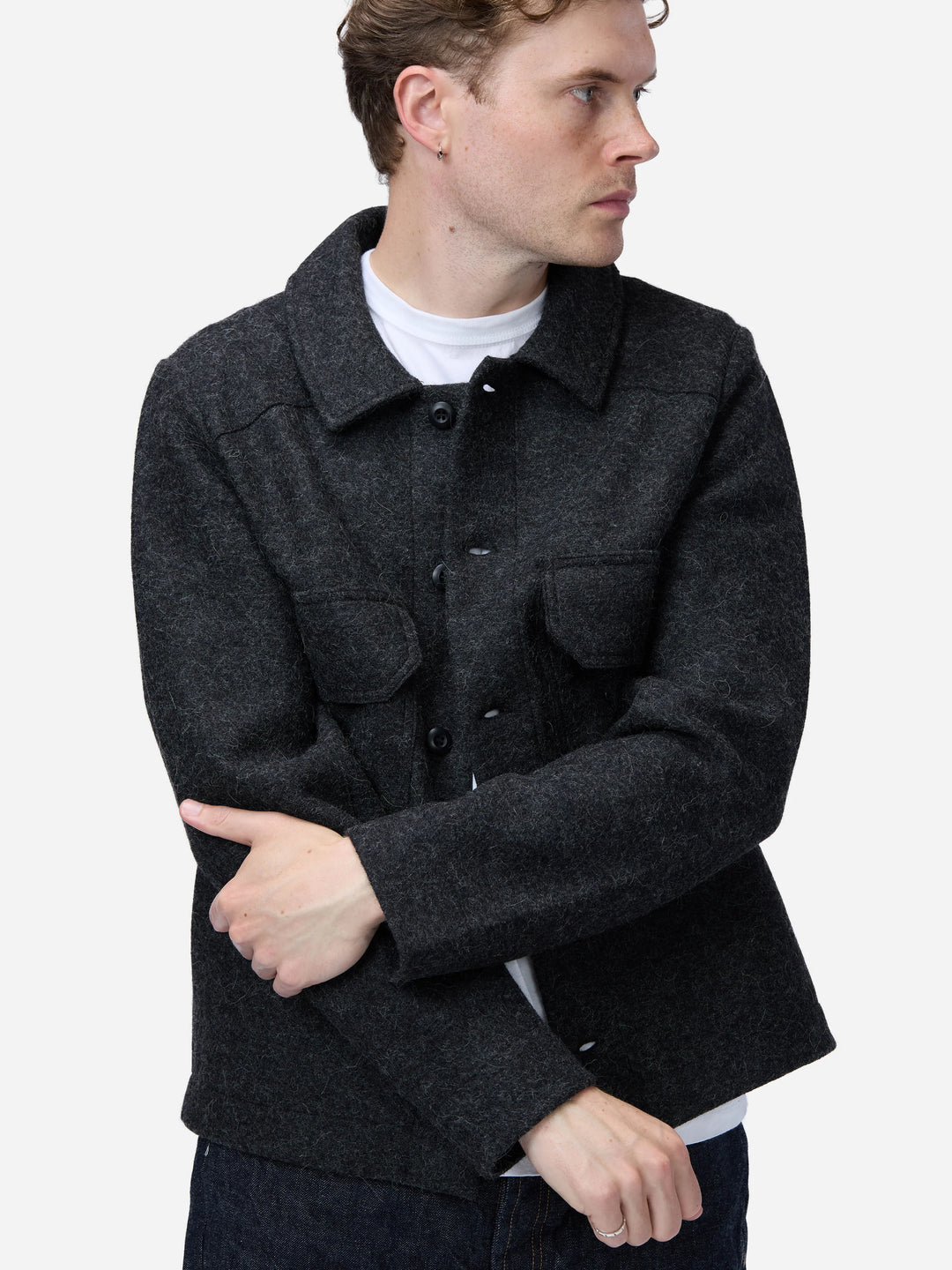 3sixteen Officer Shirt - Charcoal Felted Wool