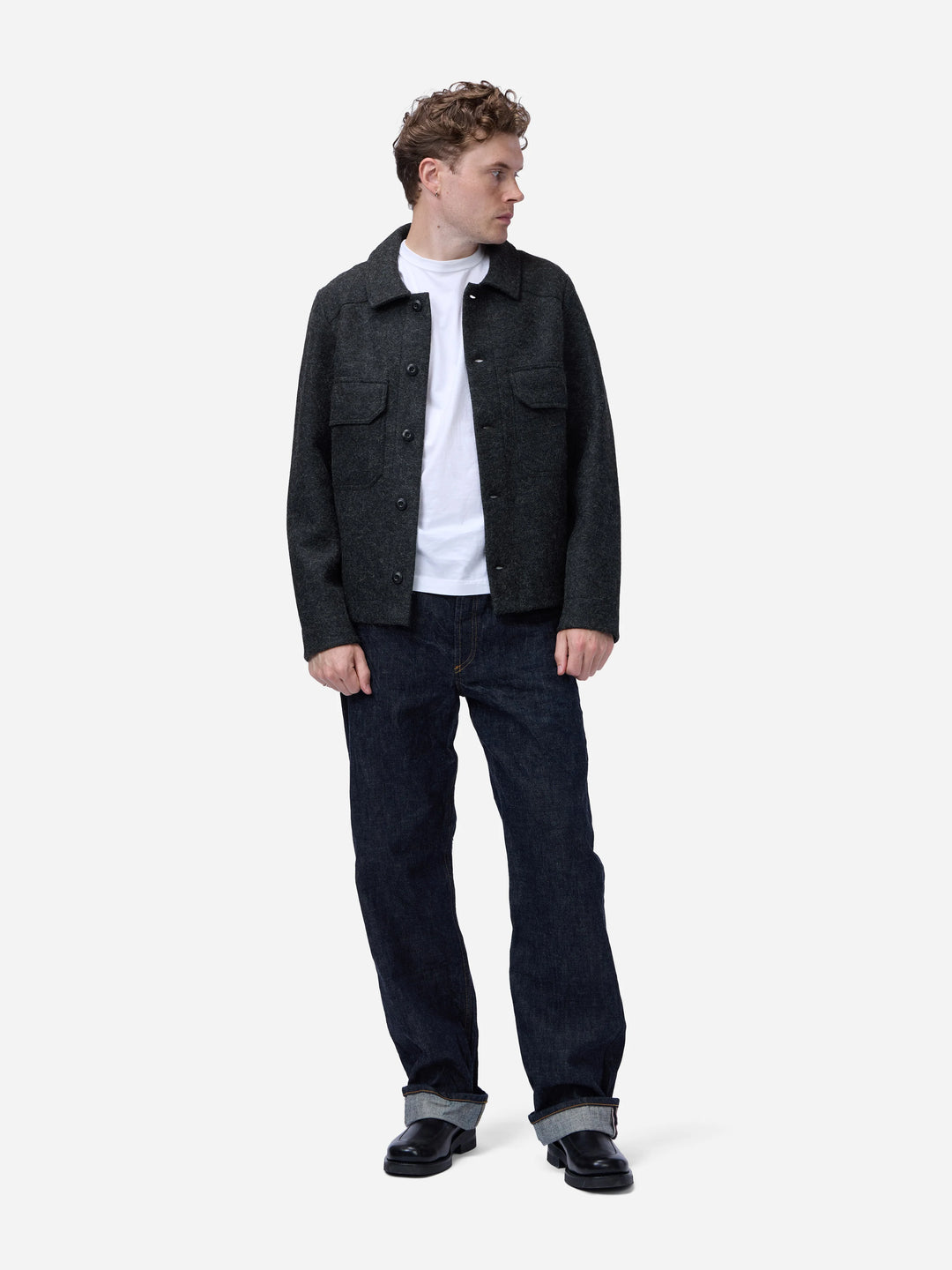 3sixteen Officer Shirt - Charcoal Felted Wool