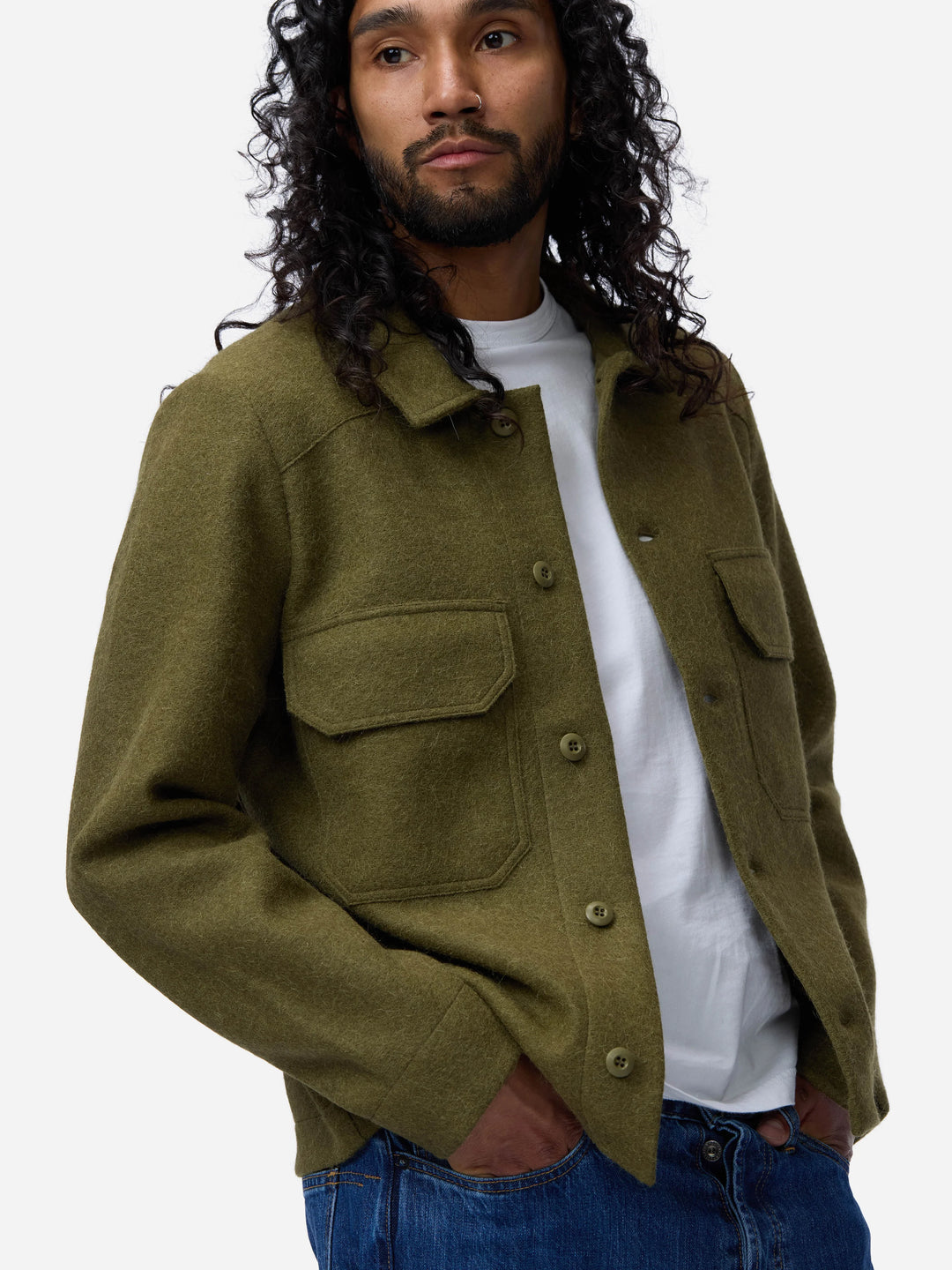 3sixteen Officer Shirt - Olive Felted Wool
