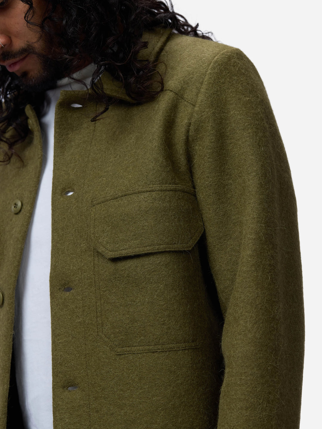 3sixteen Officer Shirt - Olive Felted Wool
