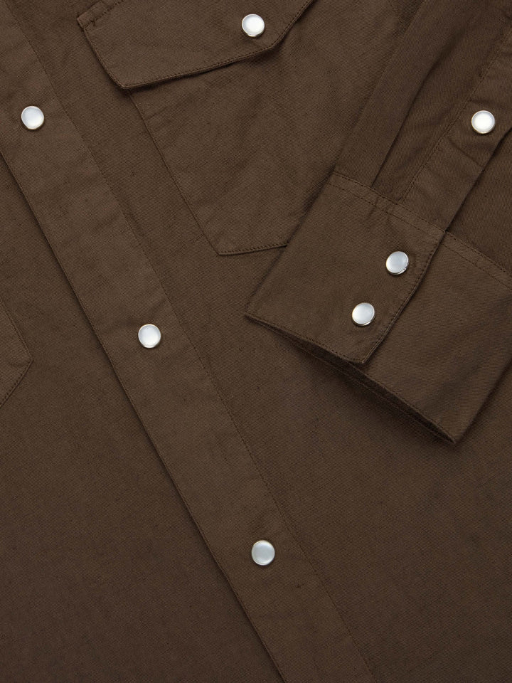 3sixteen Snap Western Shirt - Mocha Garment Dye