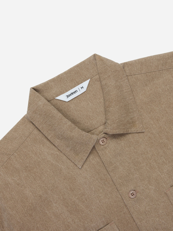 3sixteen Short Sleeve Workshirt - Brown Pigment Dye