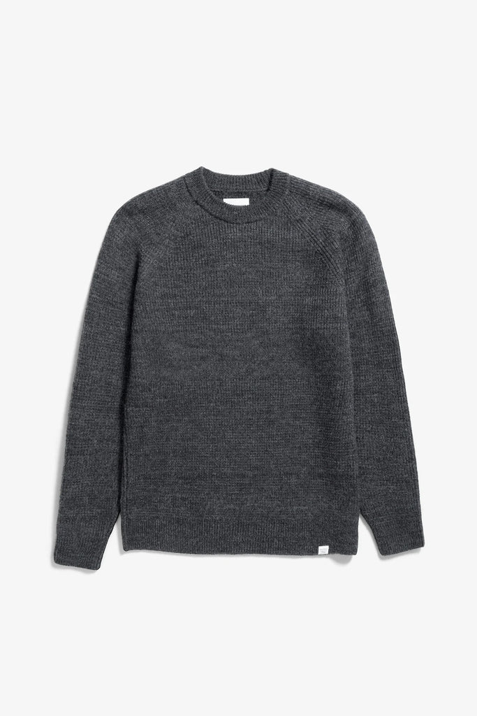 Norse Projects Roald Wool Cotton Rib Sweater - Dark Grey Melange