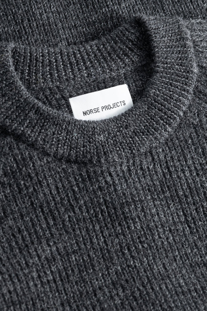 Norse Projects Roald Wool Cotton Rib Sweater - Dark Grey Melange