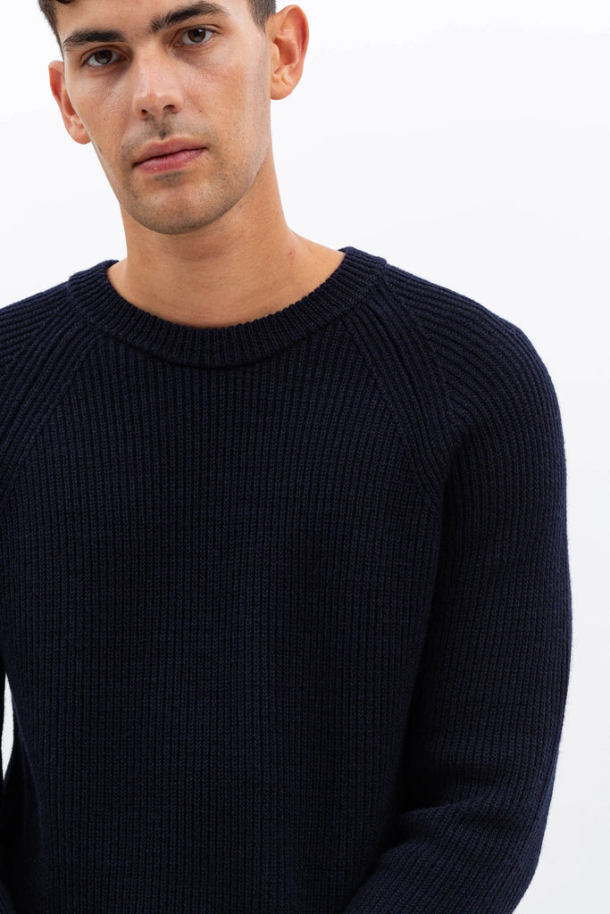 Norse Projects Roald Wool Cotton Rib Sweater - Dark Navy