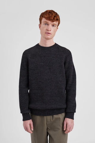 Norse Projects Roald Wool Cotton Rib Sweater - Dark Grey Melange