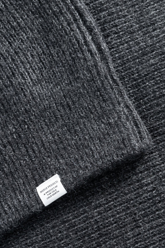 Norse Projects Roald Wool Cotton Rib Sweater - Dark Grey Melange