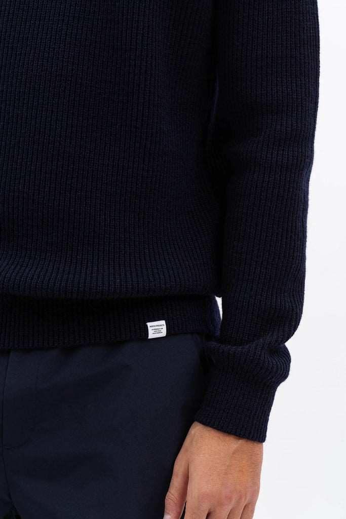 Norse Projects Roald Wool Cotton Rib Sweater - Dark Navy