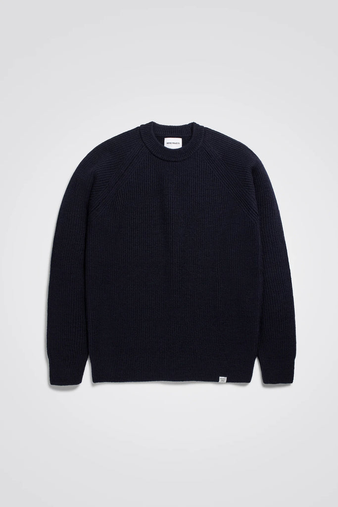 Norse Projects Roald Wool Cotton Rib Sweater - Dark Navy