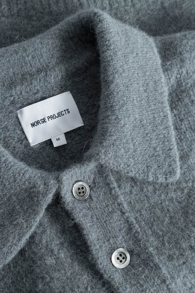 Norse Projects Rasmus Relaxed Brushed Polo - Mouse Grey