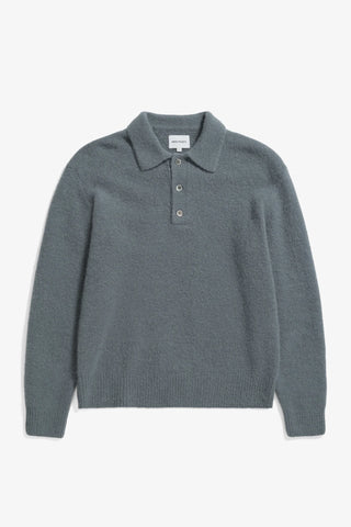 Norse Projects Rasmus Relaxed Brushed Polo - Mouse Grey