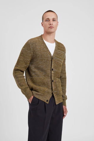 Norse Projects Loki Wool Cotton Rib Cardigan - Sitka Green