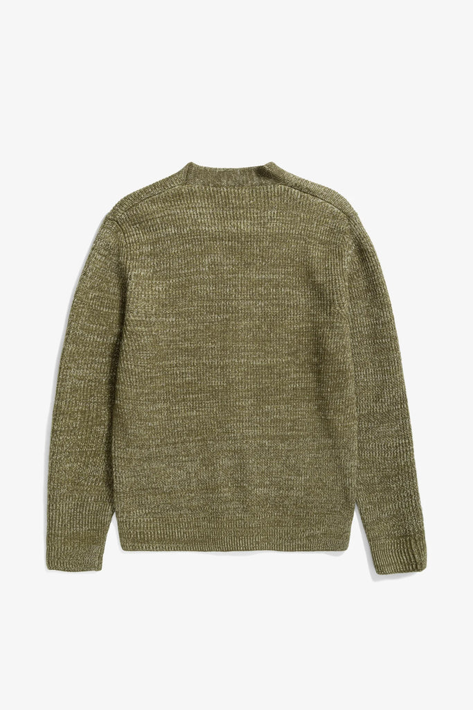 Norse Projects Loki Wool Cotton Rib Cardigan - Sitka Green