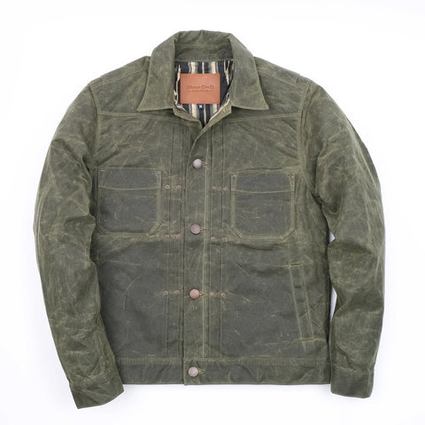 Freenote Cloth Riders Jacket Waxed Canvas - Olive