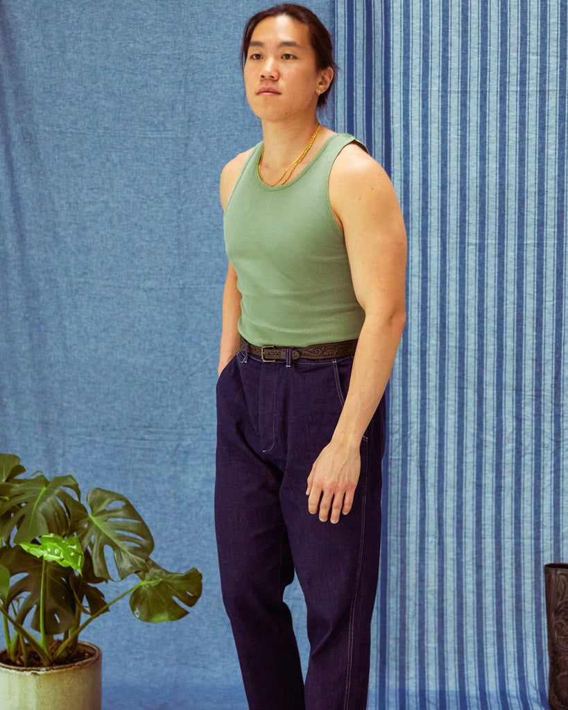 Wythe Tubular Cotton Ribbed Tank Top - Faded Olive