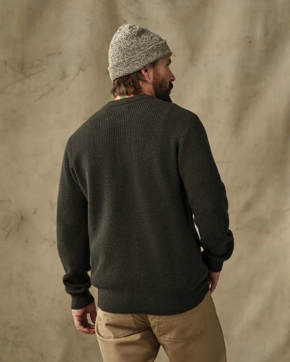 Filson Waffle Knit Merino Wool Henley - Olive Brown Heather