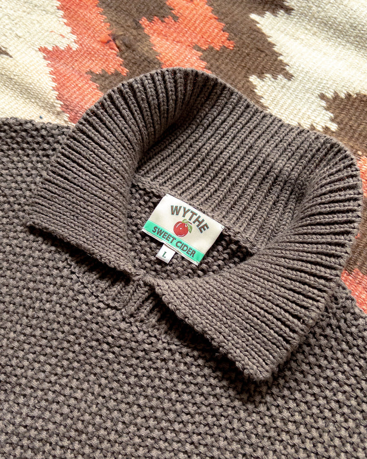 Wythe Moss Stitch Collared Sweater - Dusty Olive