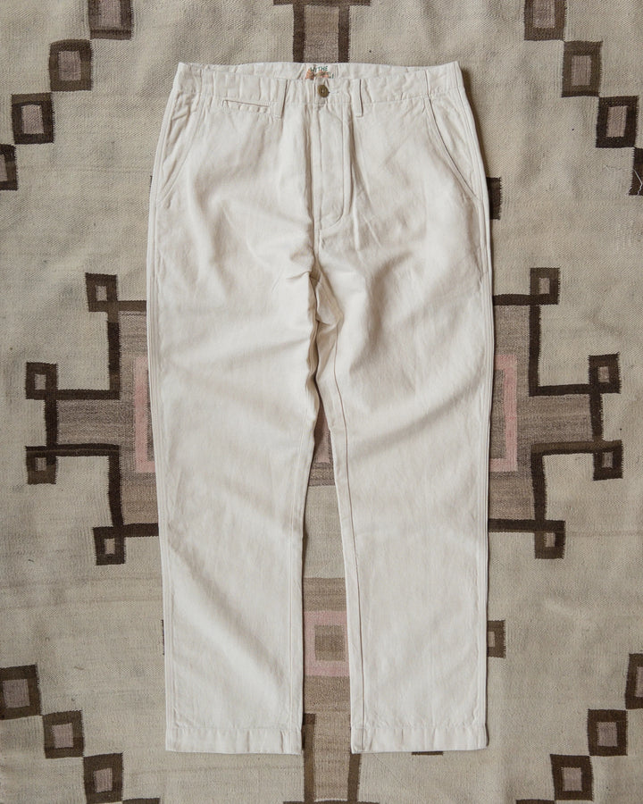 Wythe Flat Front Cotton Linen Twill Chino - Unbleached