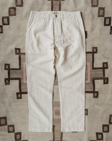Wythe Flat Front Cotton Linen Twill Chino - Unbleached