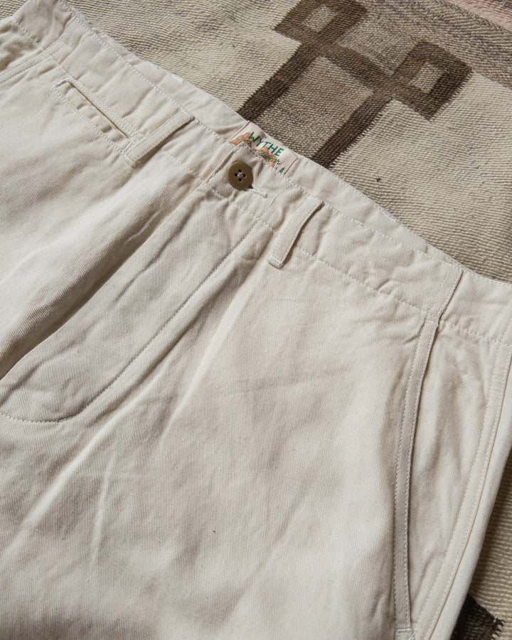 Wythe Flat Front Cotton Linen Twill Chino - Unbleached