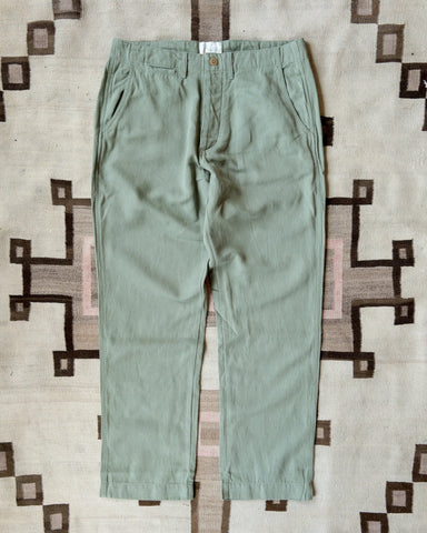 Wythe Flat Front Cotton Linen Twill Chino - Faded Olive