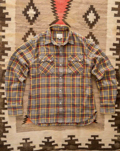 Wythe - Washed Flannel Pearlsnap Shirt - Dusk Plaid