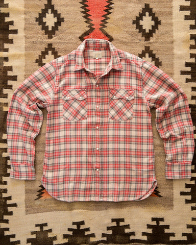 Wythe - Washed Flannel Pearlsnap Shirt - Cherry Blossom