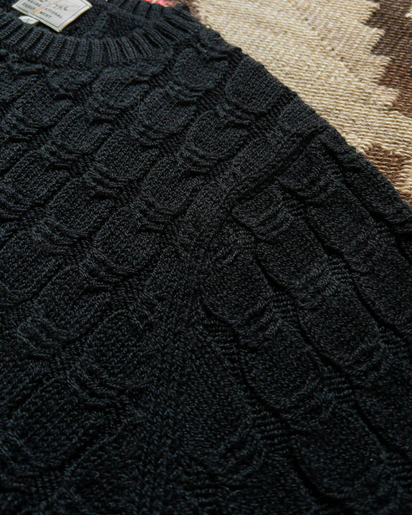 Wythe Highland Cableknit Crewneck Sweater - Black