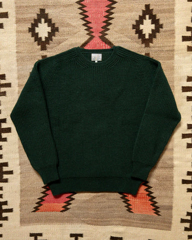 Wythe Highland Shakerknit Crewneck Sweater - Evergreen