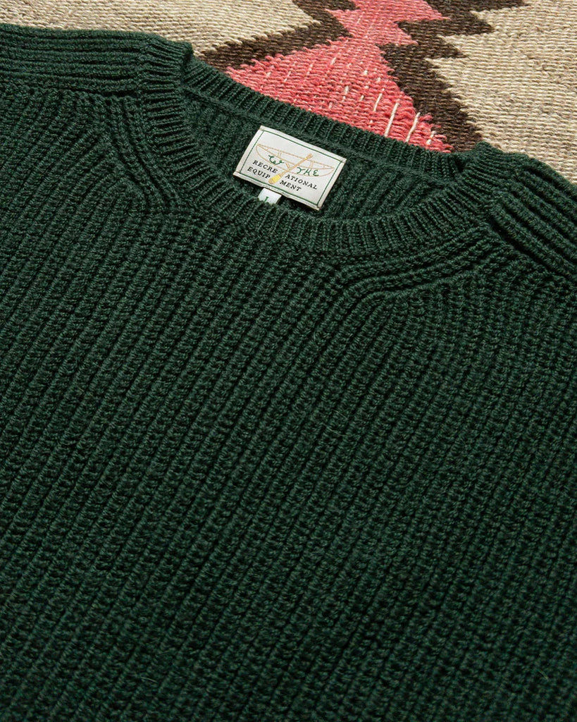 Wythe Highland Shakerknit Crewneck Sweater - Evergreen