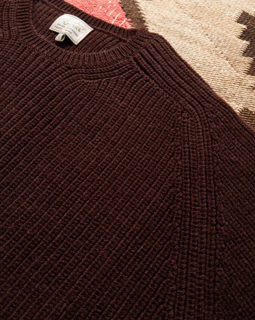 Wythe Highland Shakerknit Crewneck Sweater - Brown