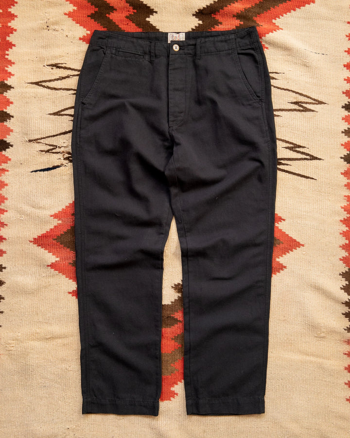 Wythe Flat Front Cotton Linen Twill Chino - Faded Black