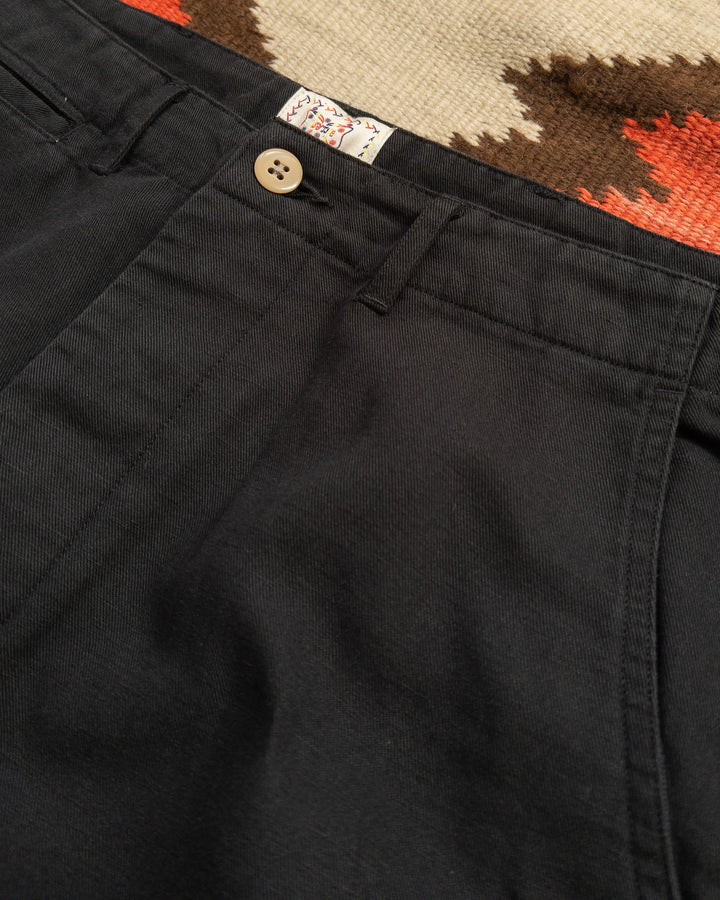 Wythe Flat Front Cotton Linen Twill Chino - Faded Black