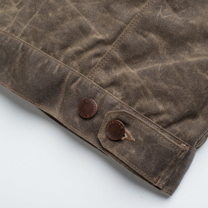 Freenote Cloth Riders Jacket Waxed Canvas - Oak with Red Liner