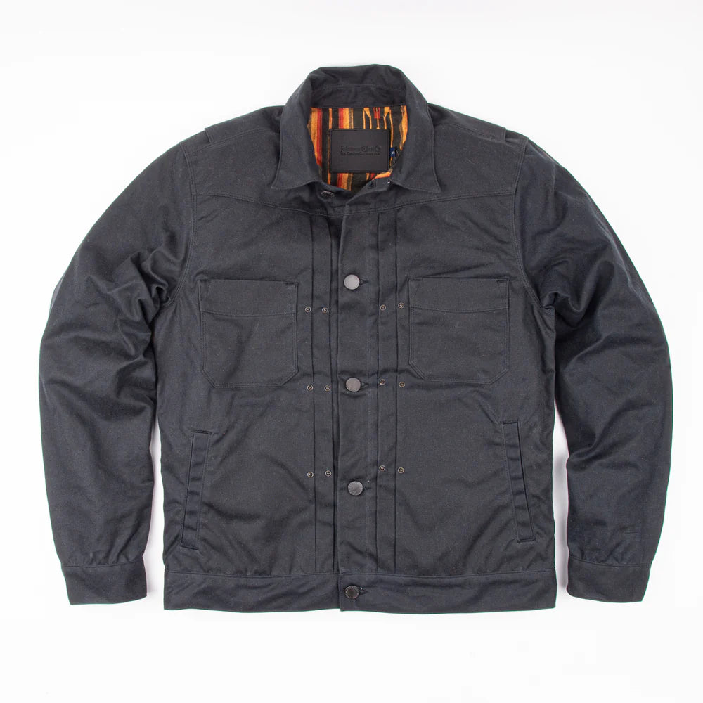 Freenote Cloth Riders Jacket Waxed Canvas - Black with Rust Interior