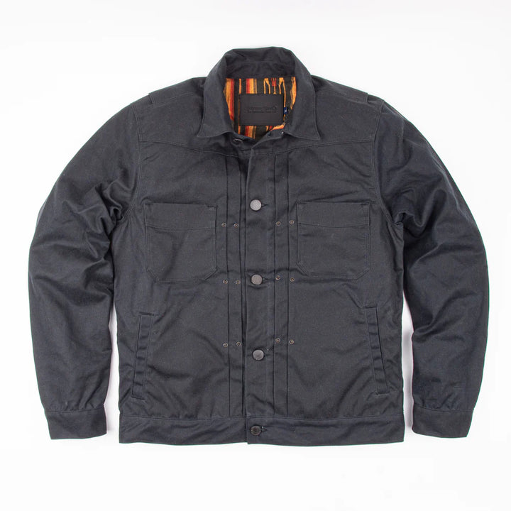 Freenote Cloth Riders Jacket Waxed Canvas - Black with Rust Interior