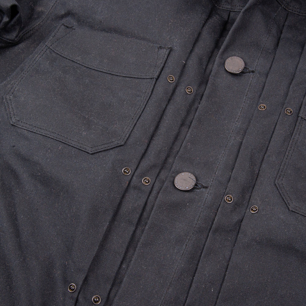 Freenote Cloth Riders Jacket Waxed Canvas - Black with Rust Interior