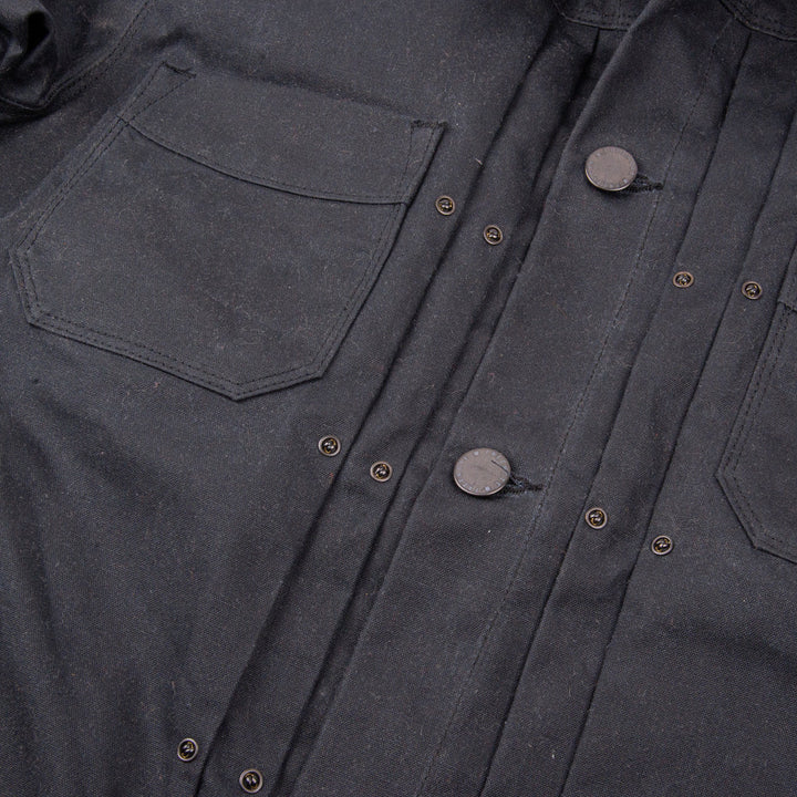 Freenote Cloth Riders Jacket Waxed Canvas - Black with Rust Interior