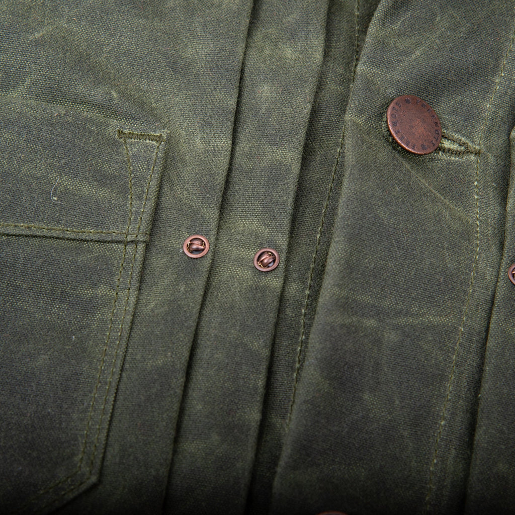 Freenote Cloth Riders Jacket Waxed Canvas - Olive