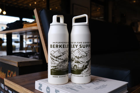 John Fellows for Berkeley Supply 32oz MiiR Bottle - Sandstone White / Dark Olive
