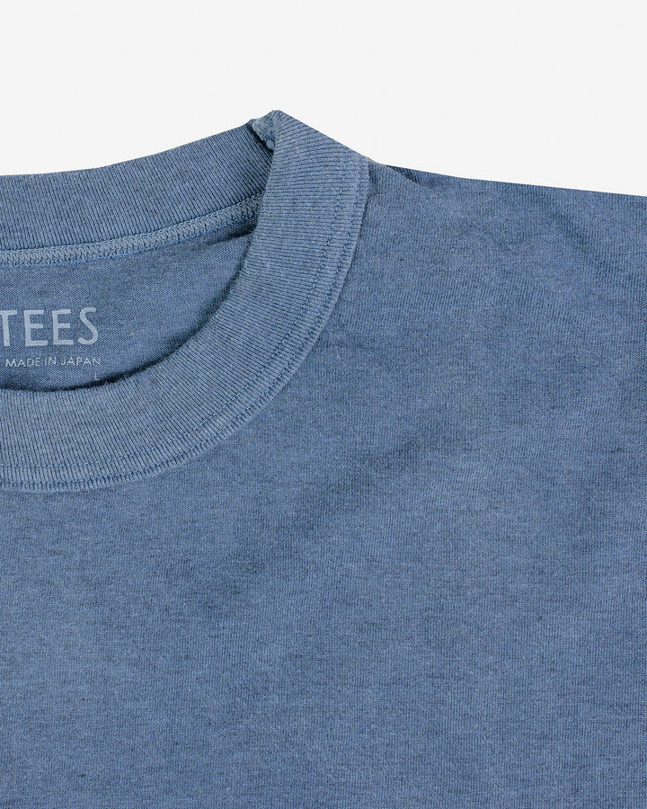 Iron Heart - UTILITEES Loopwheel Crew Neck T-shirt in Natural Indigo/White Body