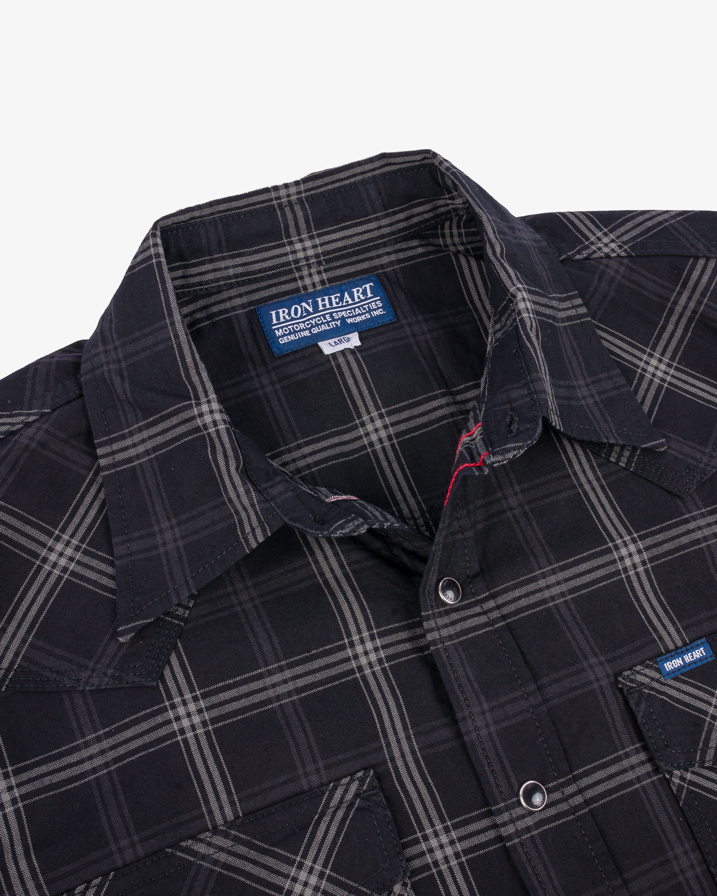 トップス Iron Heart Madras Check Western Shirt S Iron Heart 5oz Selvedge Short Sleeved Madras Check Western Shirt