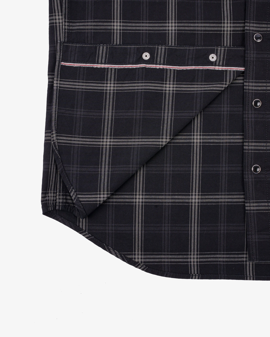 Iron Heart 5oz Selvedge Short Sleeved Madras Check Western Shirt - Black