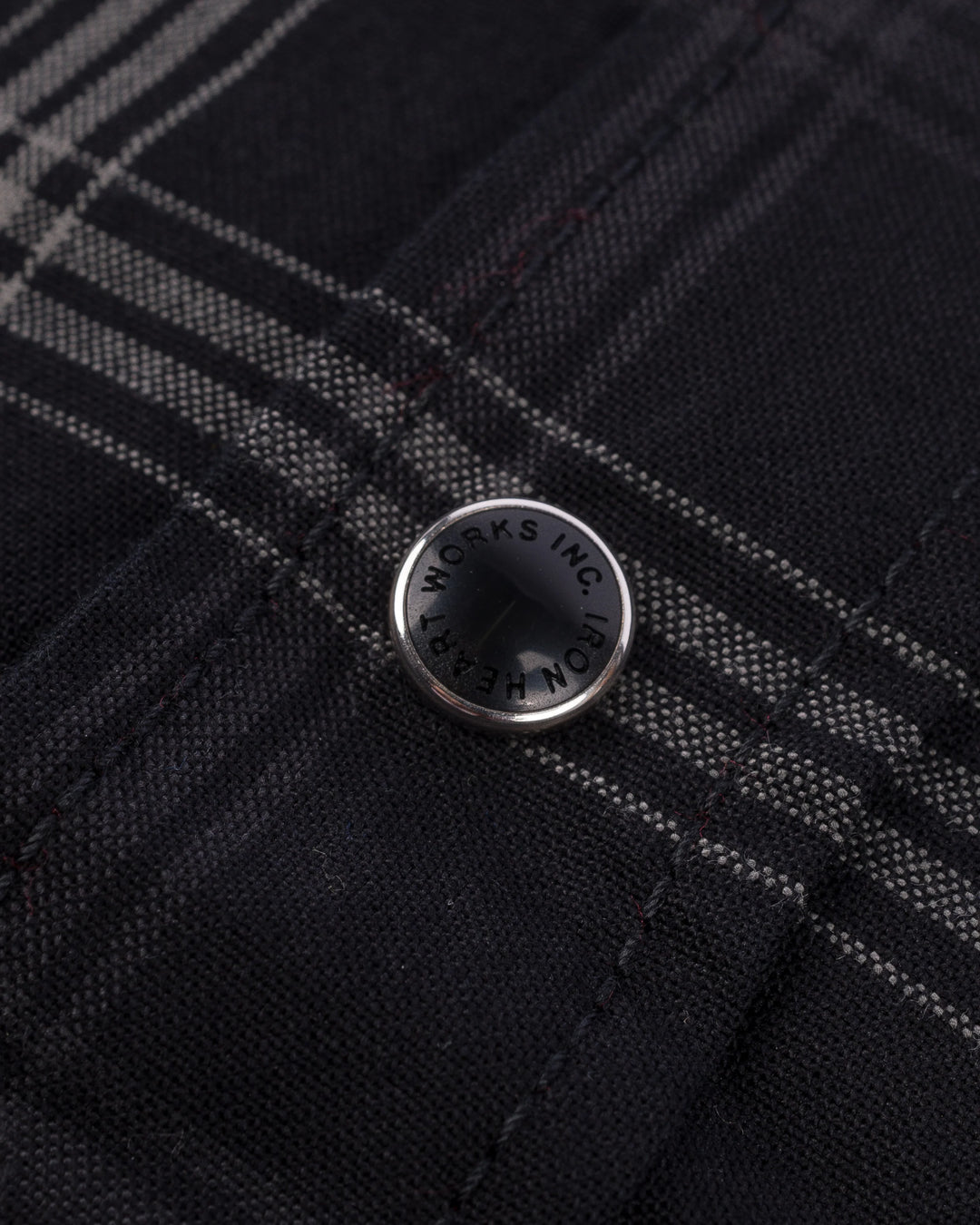 Iron Heart 5oz Selvedge Short Sleeved Madras Check Western Shirt - Black