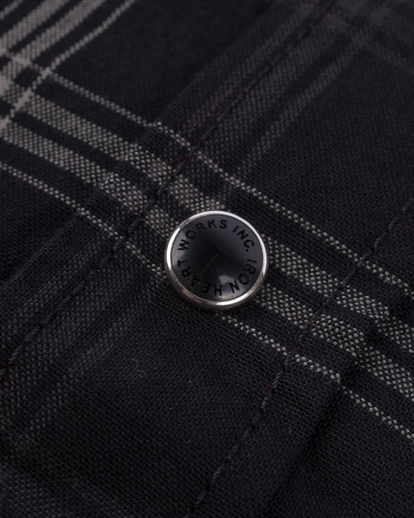 Iron Heart 5oz Selvedge Short Sleeved Madras Check Western Shirt - Black