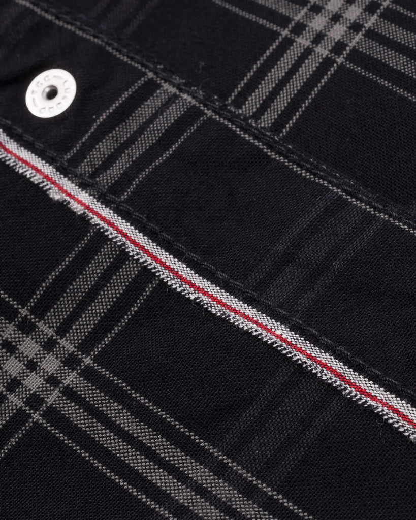 Iron Heart 5oz Selvedge Short Sleeved Madras Check Western Shirt - Black