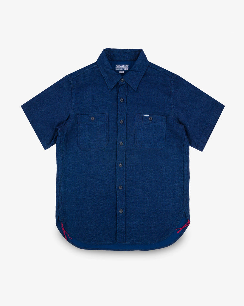 Iron Heart 5oz Double Gauze Short Sleeved Work Shirt - Indigo