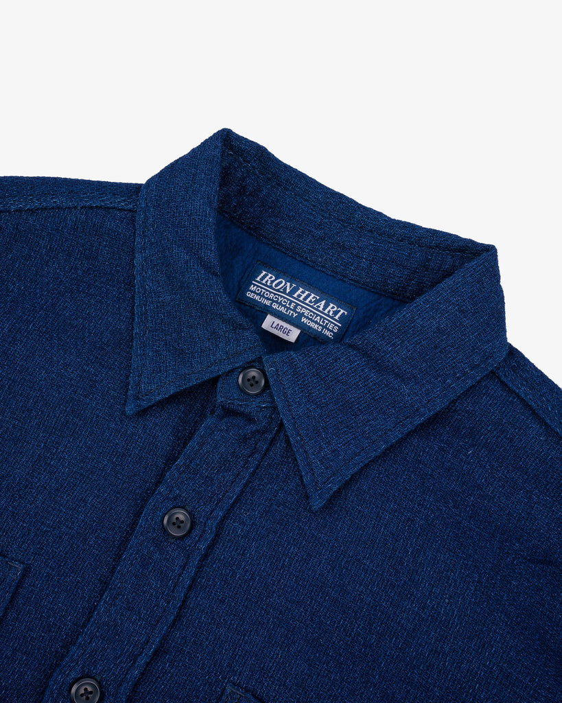 Iron Heart 5oz Double Gauze Short Sleeved Work Shirt - Indigo