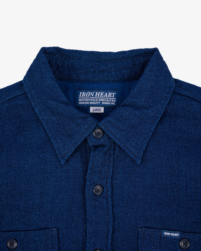 Iron Heart 5oz Double Gauze Short Sleeved Work Shirt - Indigo