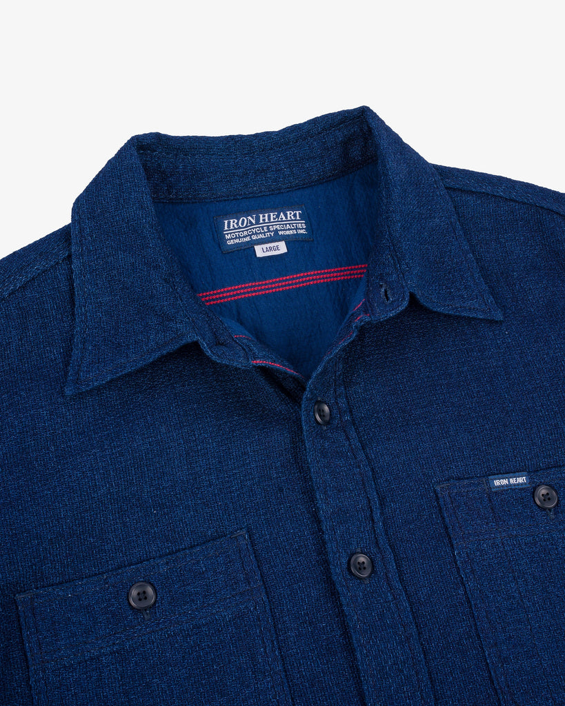 Iron Heart 5oz Double Gauze Short Sleeved Work Shirt - Indigo